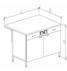 Стол-тумба большой с дверками с ящиками и розетками 1200/900 СТЛwб-М с/я.р.