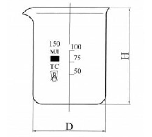 Стакан Н-1-1000 низкий с делениями и носиком, ТС