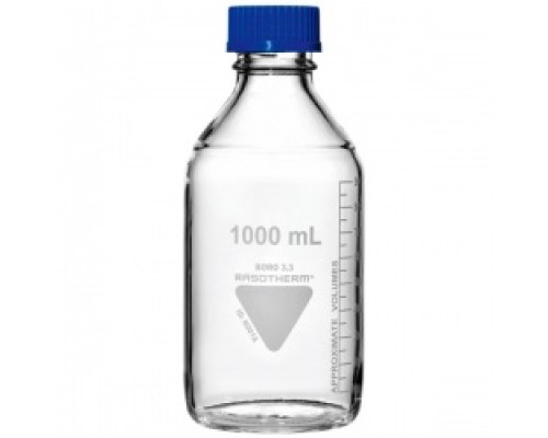 Бутыль RASOTHERM 1000 мл, GL45, с градуировкой, крышкой и сливным кольцом, стекло (Артикул 95206004)