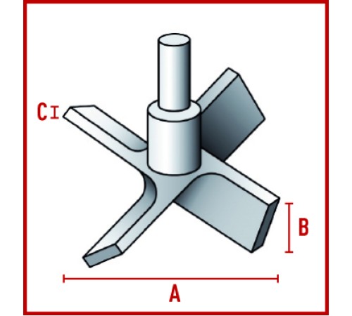 Перемешивающий элемент Bohlender пропеллерный, 4 лопасти, длина 600 мм, 75 х 20 х 5 мм, PTFE (Артикул C 484-34)