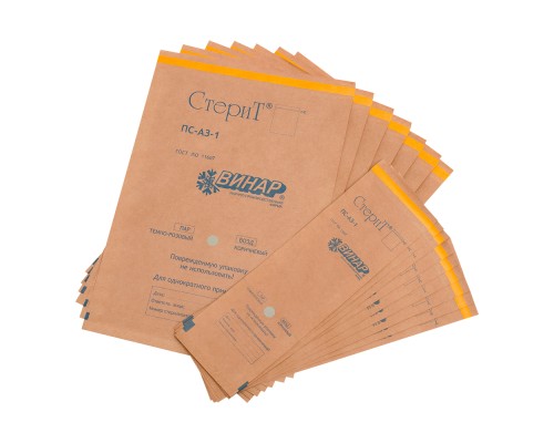 Пакеты для стерилизации из крафт-бумаги Винар СтериТ ПС-А3-1 150х400 мм 100 шт